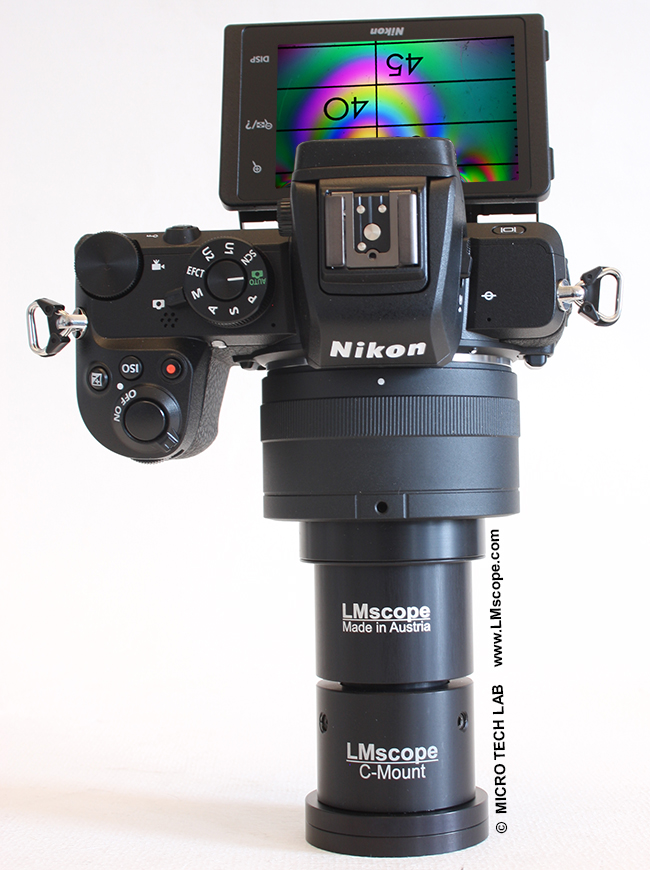 LM microscope adapter with integrated precision optic on c-mount port
