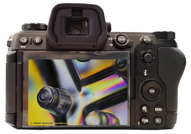 Nikon Z 6 II microscope camera with movable display. Z-mount, rotatable and tiltable display.