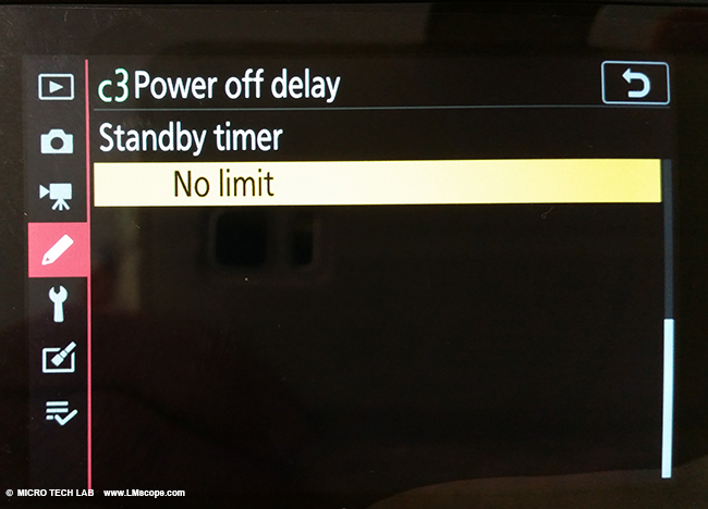 Nikon DSLM auto power off deactivate for presentation