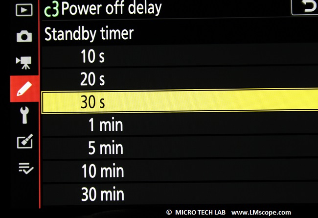 Nikon Z7: Auto power off ausschalten