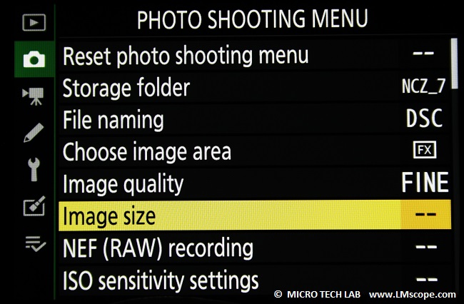 Einstellungen Bildgrsse Nikon DSLM