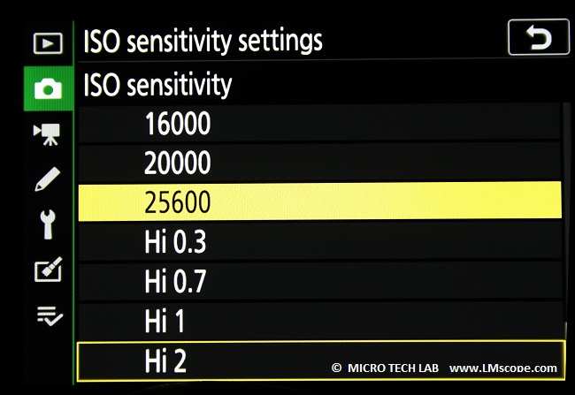 Nikon Z7: ISO Einstellung maximal bei dunklem Licht, Erweiterter Bereich