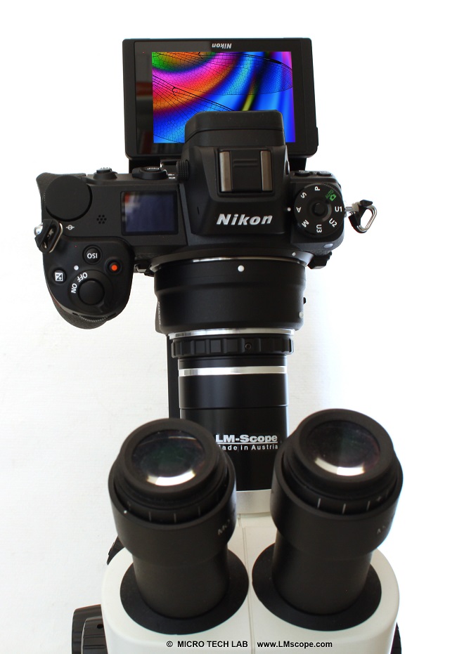 Nikon Z7 montaje en microscopio