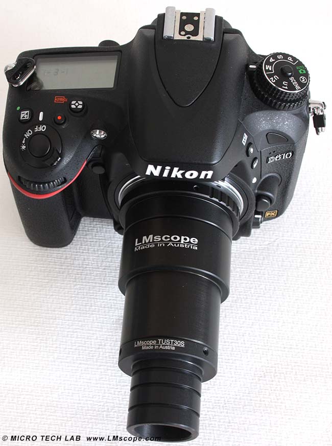 adaptator para Nikon D610 y tubo oculares