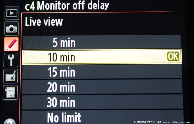 Nikon DSLR monitor off for microscope