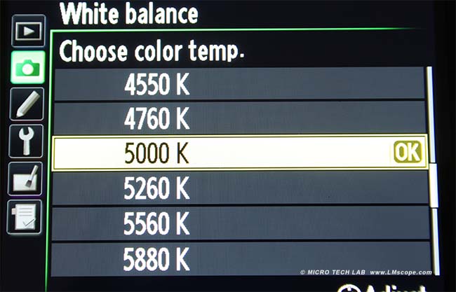 Nikon DSLR DSLM white balance setting