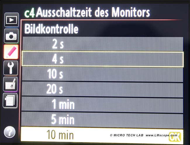 Nikon DSLR menu mode de visee directe