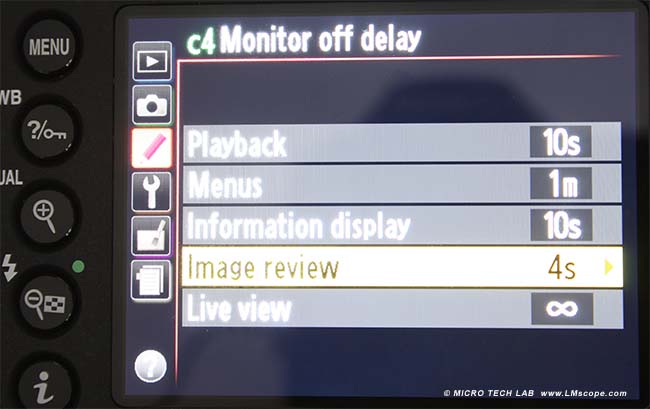 Nikon DSLR menu ecran