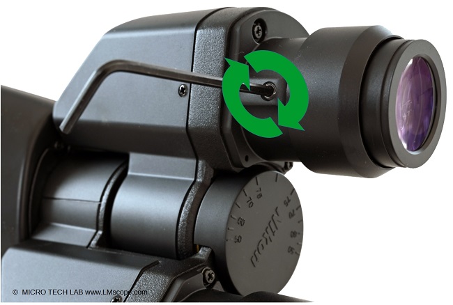 Nikon Eclipse Ei: el ocular del microscopio de 30 mm de DI está fijado en el tornillo
