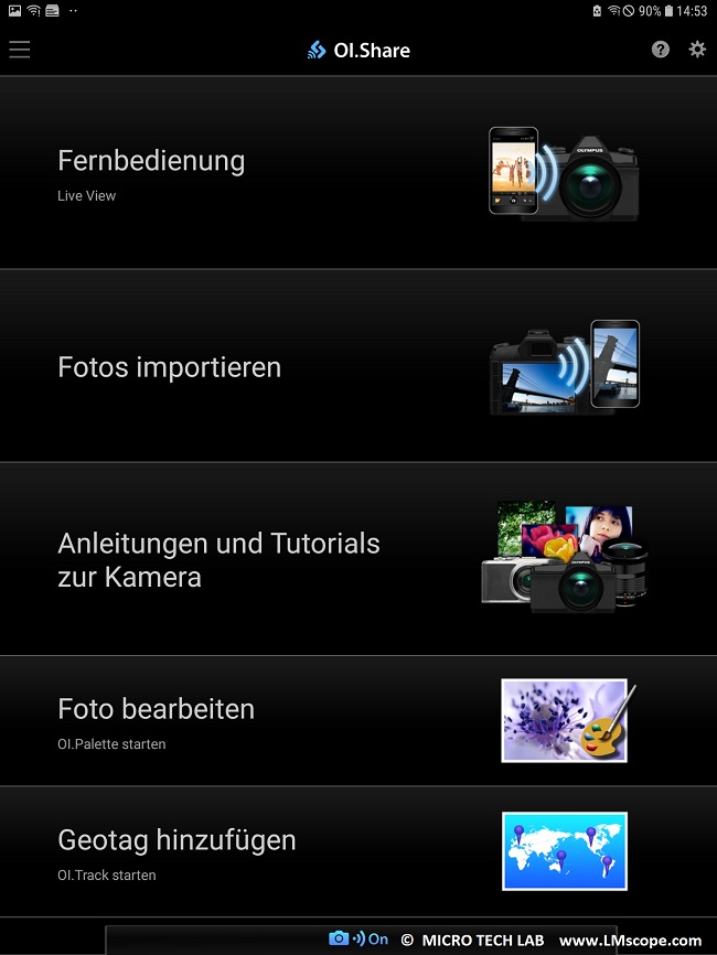 Olympus smartphone app OI tethering