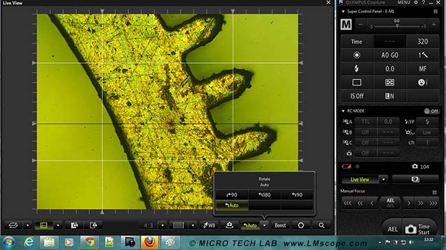 auto rotate feature microscopy