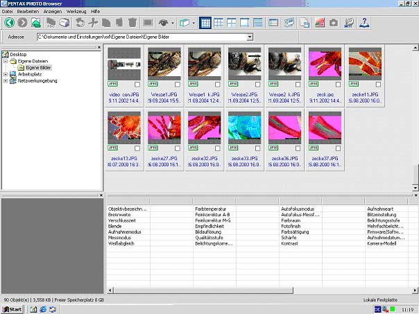 Pentax photo browser zum Bildbetrachten