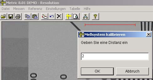 Messbalken zum Kalibrieren