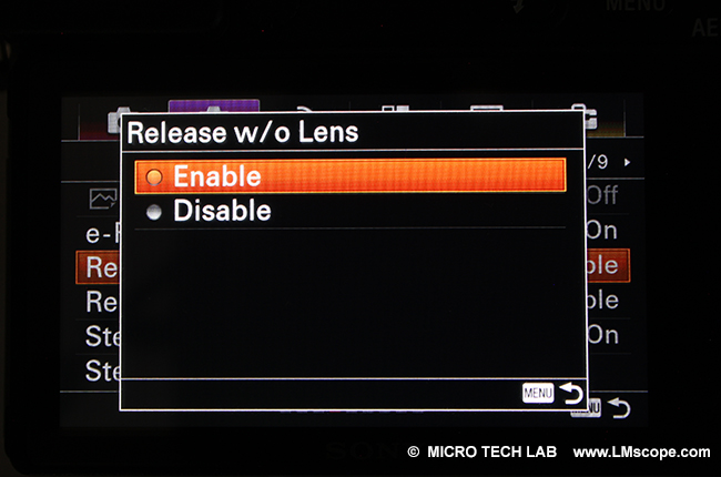 Sony Auslsen ohne Objektiv ausschalten