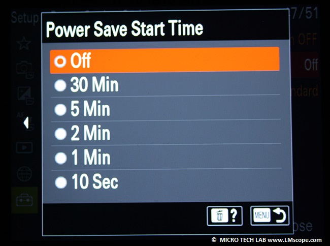 Disable Sony ILCE-1 auto power off