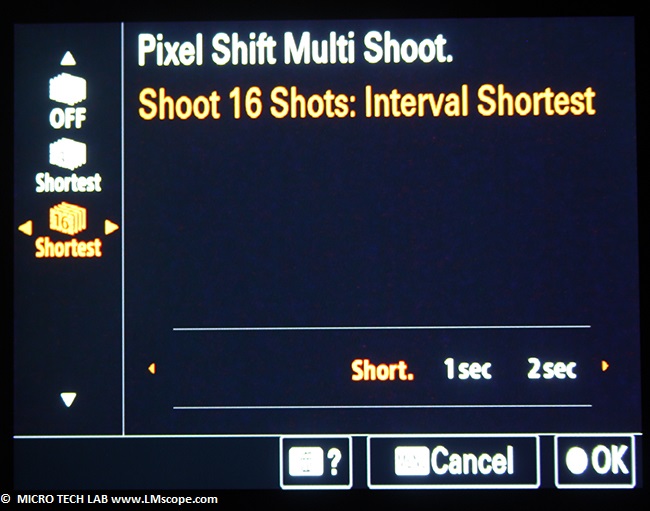 16 Einzelaufnahmen Sony Alpha 1 Multishooting Intervall einstellen