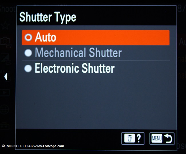 Sony Alpha1 sélection automatique de obturateur mécanique obturateur électronique