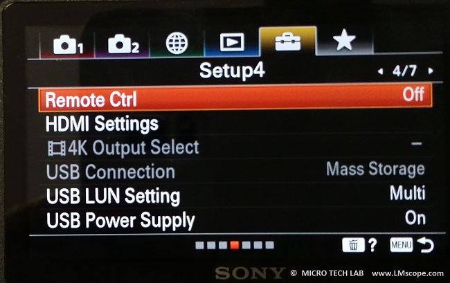 Sony ILCE 6400 menu