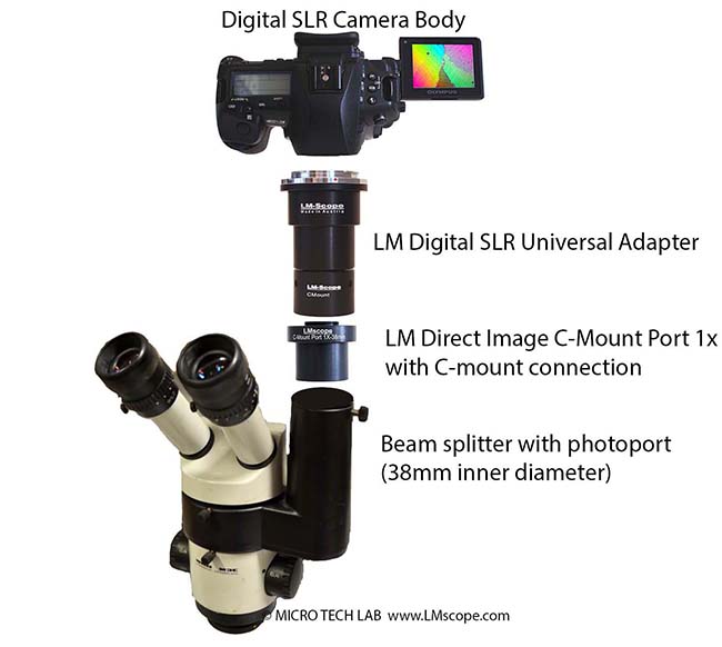 WILD / LEICA elbowed beam splitter digital adapter camera