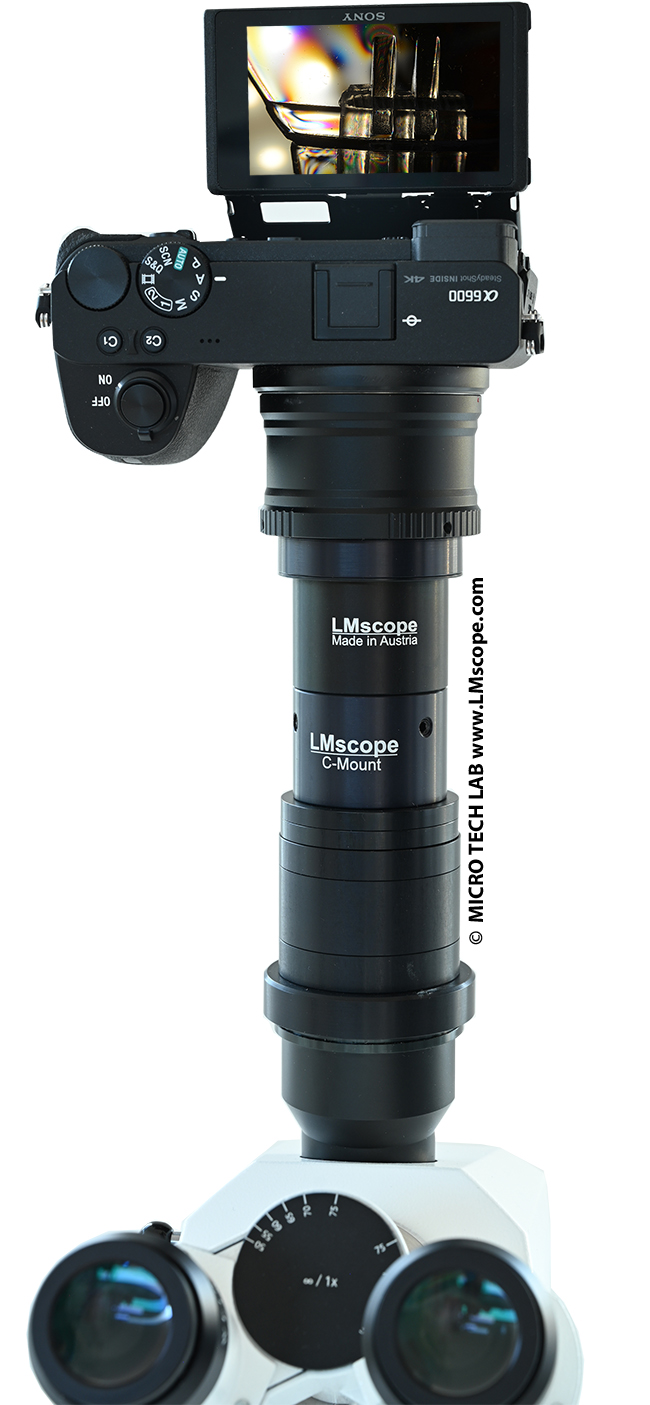 LM universal wide-field adapter with C-mount connection for Zeiss microscopes with trinocular phototube (52mm external thread)