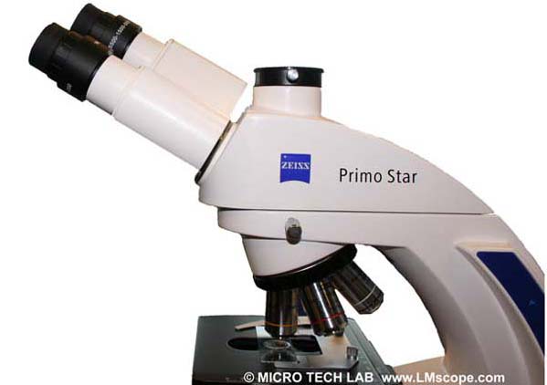 Zeiss Primo Star Mikroskop mit Zeiss C-Mount und LM Adapter 