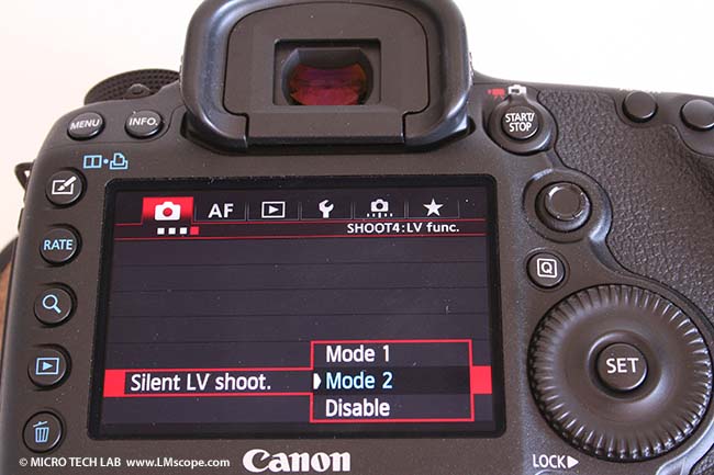 Canon 5D Mark III modo de disparo silencioso