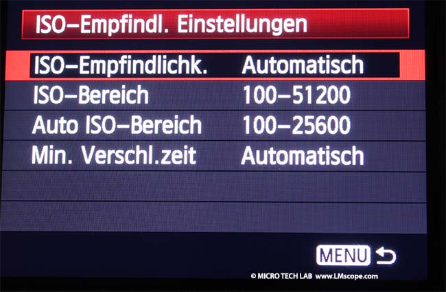 Canon EOS-1D X ISO Empfindlichkeit