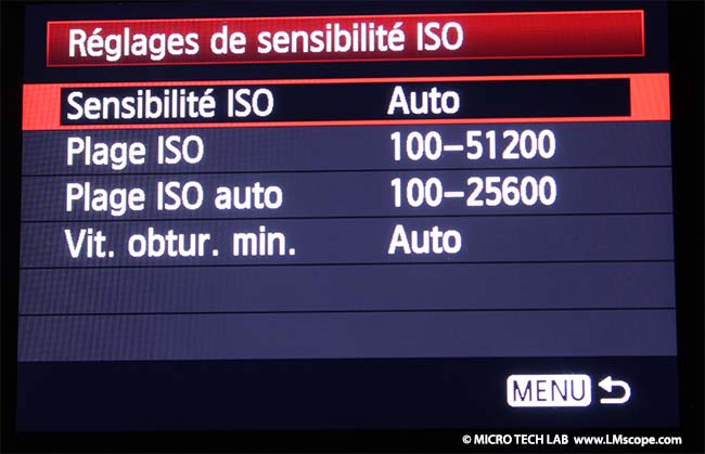 Canon EOS-1D X sensibilité ISO