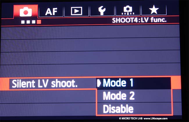 Canon EOS-1D X silent live view microsocpy use