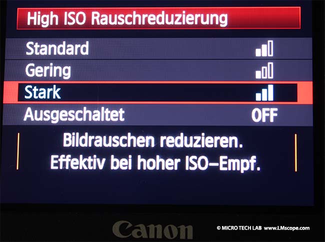 Canon DSLR noise reduction feature