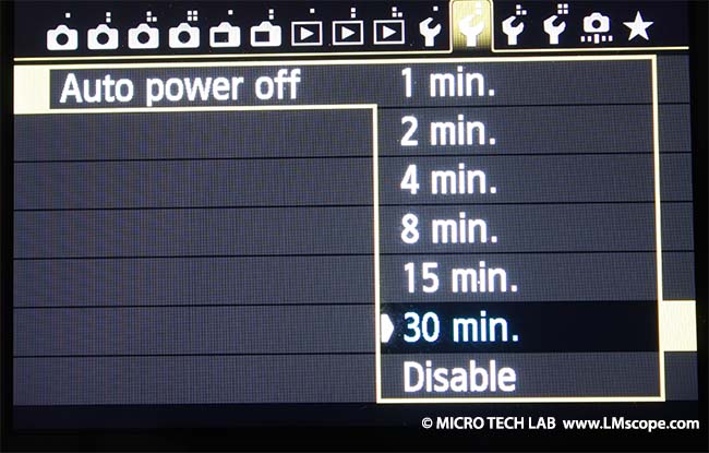 Canon EOS 6D auto power off