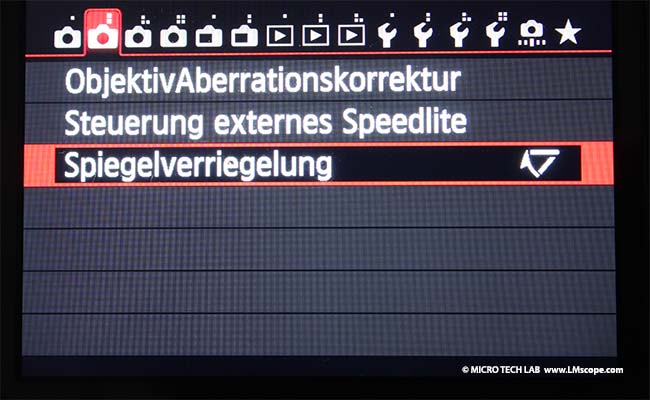 Canon EOS Spiegelvorauslsung Spiegelverriegelung