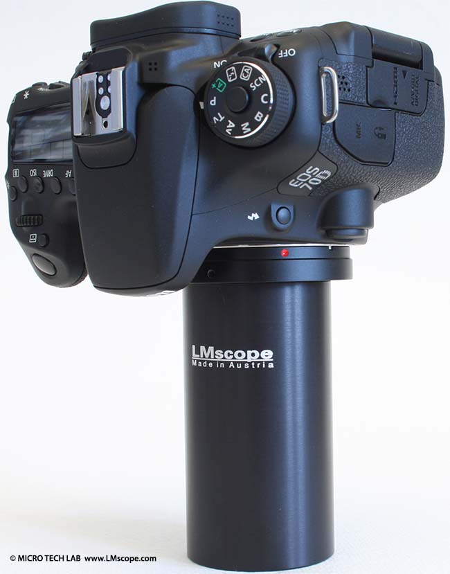 Canon DSLR camera adapter for microscopy