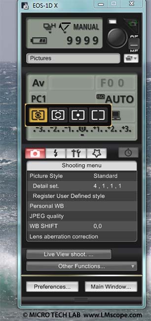 Canon EOS Utility Software program selection for microscopy