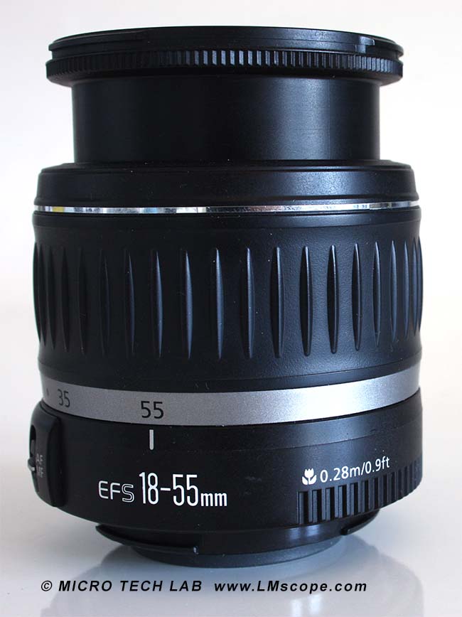 Canon EOS EFS lens with LM macro Lens