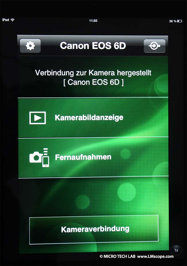 Canon EOS 6D verbindet sich mit Tablet