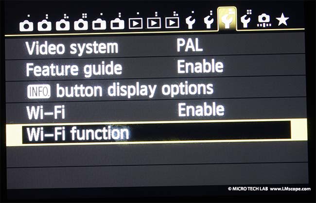 Canon EOS Kamera WLAN einschalten