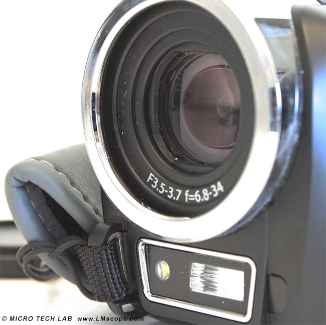 Camcorder ohne Filtergewinde für Mikrofotografie