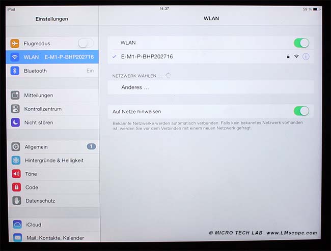 Verbindung Kamera mit iPad