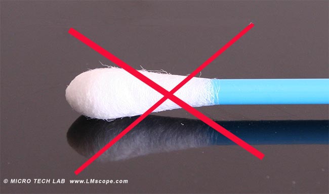 cleaning cloths or cotton swabs forbidden