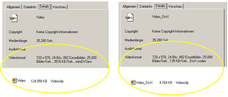 Archivieren von Videosequenzen mit der Videokomprimierung DivX5