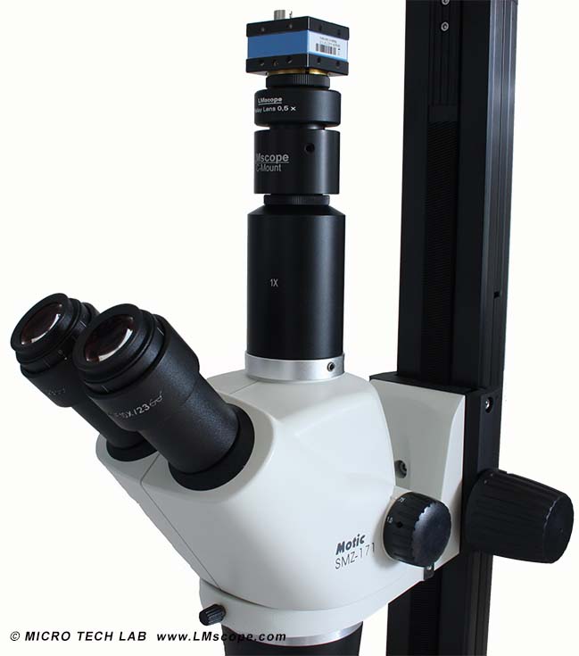c-mount camera on Motic microscope MZ171
