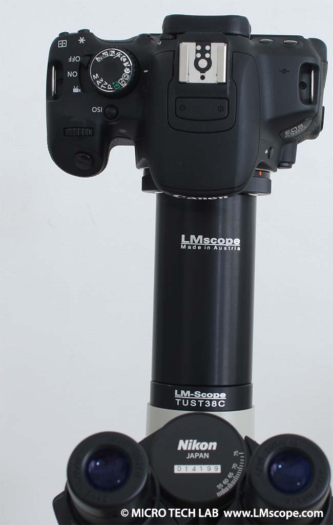 Nikon Alphaphot 2 microscope avec lm scope DSLRCC et TUST38C et Canon EOS 650D camera