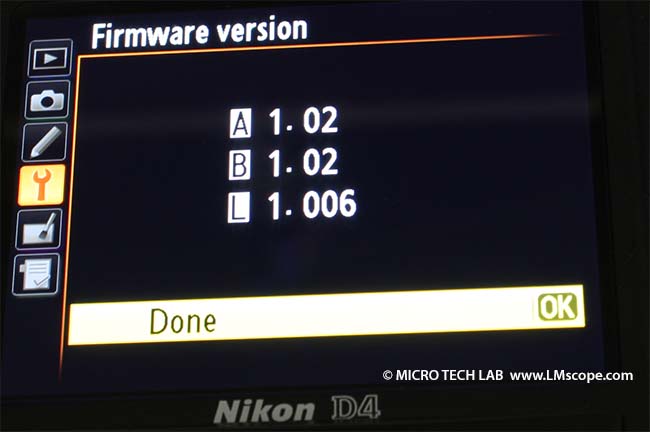 version de firmware Nikon D4