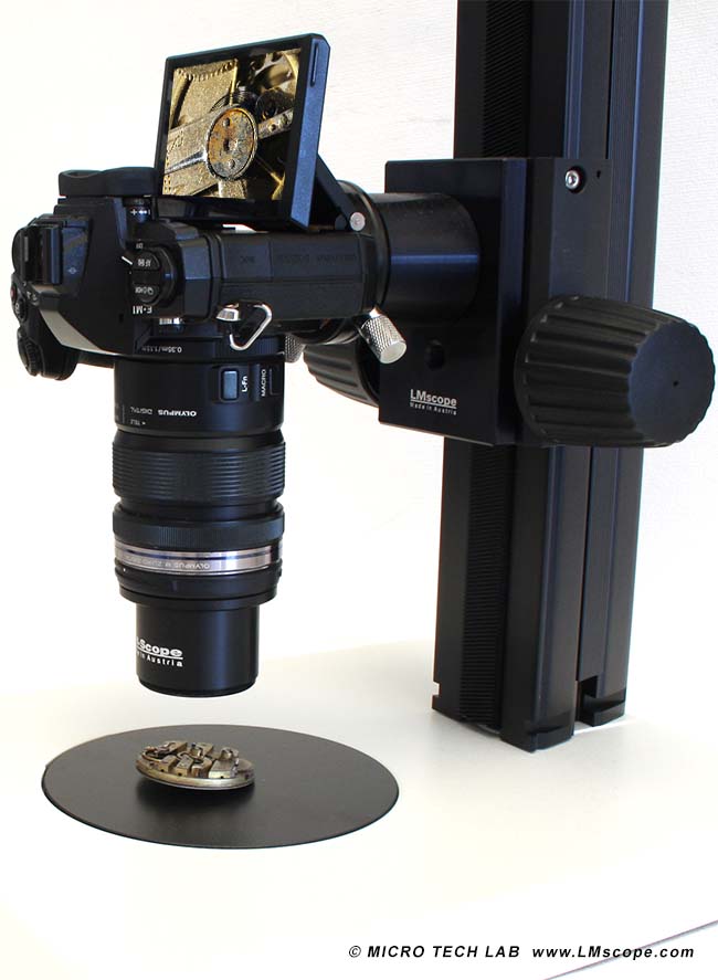 Aufbau Mikroskopie Olympus OMD -M1, LM Macro 40mm, Makrostativ3