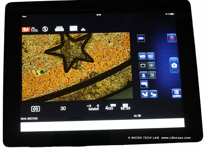 Panasonic remote app microscopy image live view