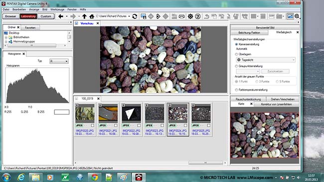 PK-Tether logiciel pour microscopie Pentax K-5 IIs