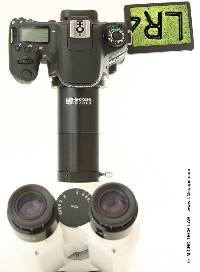 Flexible LM Adapterlösungen für viele Mikroskope mit der Canon EOS 77D DSLR 