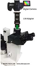 L'adaptateur haut de gamme avec optique de précision intégrée permet d'équiper le microscope de laboratoire inversé Leitz Diavert avec un appareil photo numérique moderne