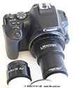 Die Allround-Spiegelreflexkamera Canon EOS 250D (Rebel SL3) am Mikroskop
